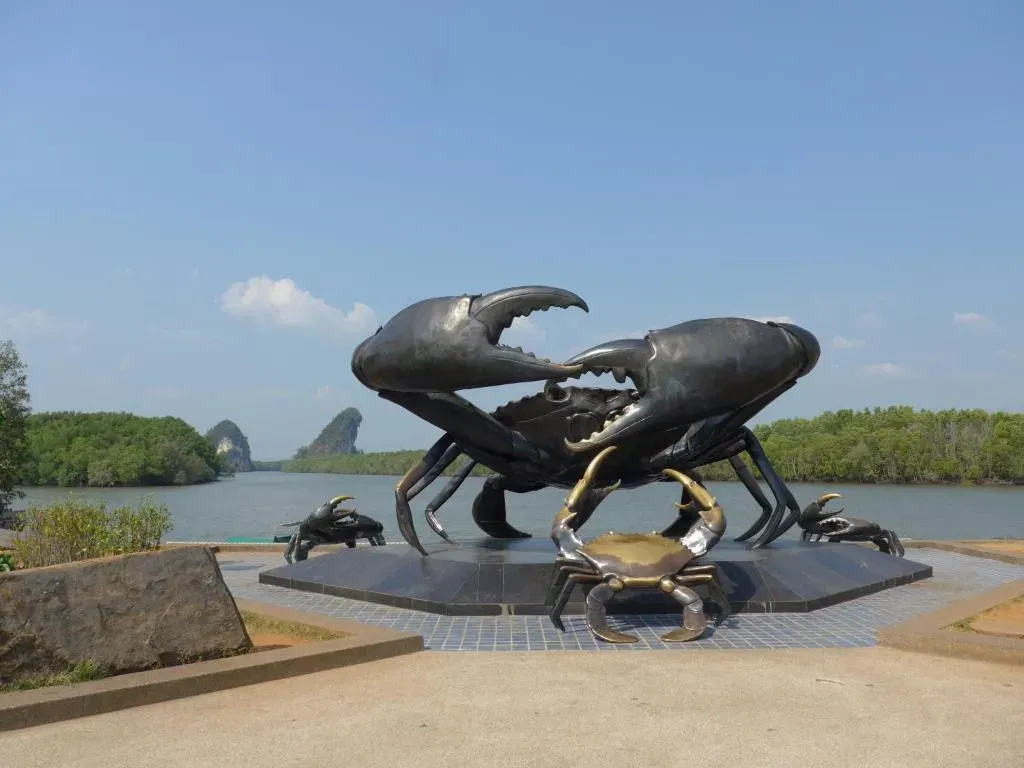 The iconic Mud Crab Sculpture on the Krabi riverfront, a landmark near Forum House Hotel